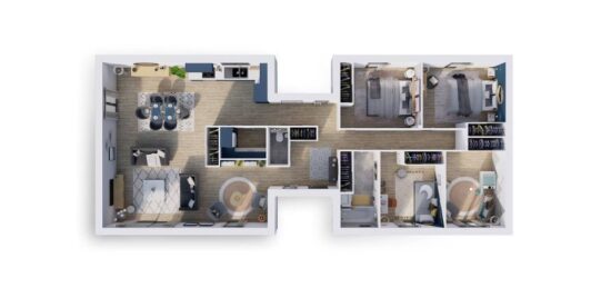 Plan de maison Surface terrain 101 m2 - 4 pièces - 3  chambres -  sans garage 