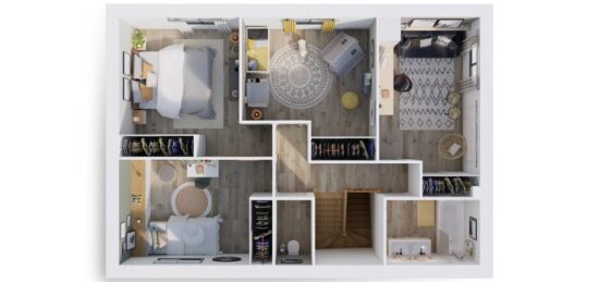Plan de maison Surface terrain 150 m2 - 6 pièces - 5  chambres -  avec garage 