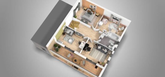 Plan de maison Surface terrain 97 m2 - 4 pièces - 3  chambres -  avec garage 