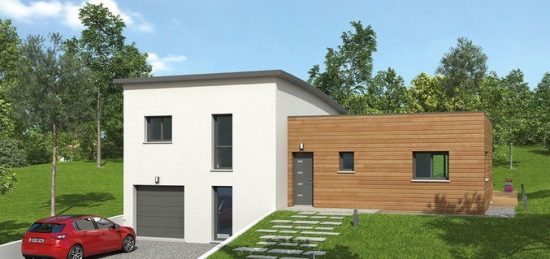 Plan de maison Surface terrain 91 m2 - 4 pièces - 3  chambres -  avec garage 