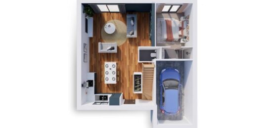 Plan de maison Surface terrain 81 m2 - 4 pièces - 3  chambres -  avec garage 