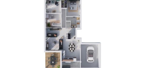Plan de maison Surface terrain 88 m2 - 4 pièces - 3  chambres -  avec garage 