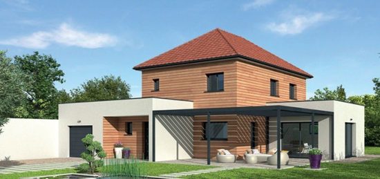 Plan de maison Surface terrain 102 m2 - 4 pièces - 3  chambres -  avec garage 