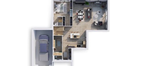 Plan de maison Surface terrain 102 m2 - 4 pièces - 3  chambres -  avec garage 