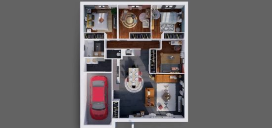 Plan de maison Surface terrain 92 m2 - 5 pièces - 4  chambres -  avec garage 