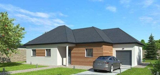 Plan de maison Surface terrain 98 m2 - 4 pièces - 3  chambres -  avec garage 