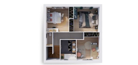 Plan de maison Surface terrain 118 m2 - 4 pièces - 3  chambres -  avec garage 