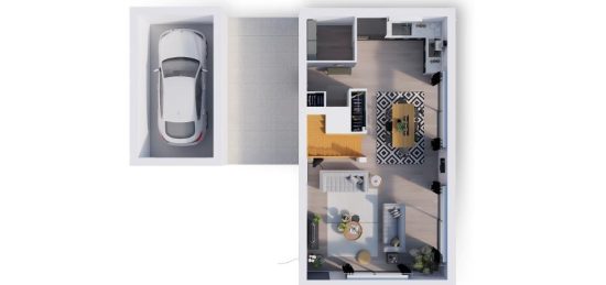 Plan de maison Surface terrain 109 m2 - 4 pièces - 3  chambres -  avec garage 