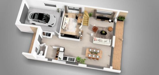 Plan de maison Surface terrain 139 m2 - 5 pièces - 4  chambres -  avec garage 