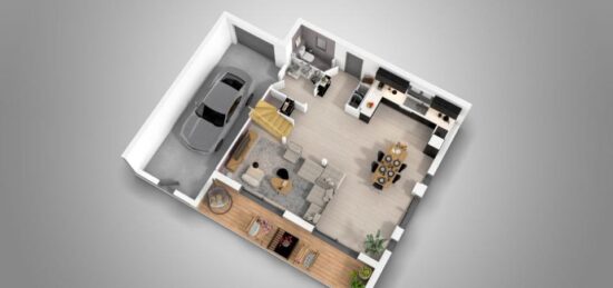 Plan de maison Surface terrain 97 m2 - 4 pièces - 3  chambres -  avec garage 